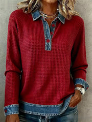 Women's Simple Patchwork Design Cozy Top gracestitchs
