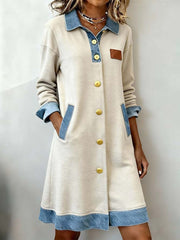 Women's Simple Patchwork Design Cardigan Dress gracestitchs