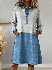 Women's Fashion Simple Patchwork Art Dress gracestitchs