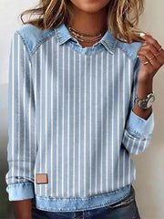 Women's Striped Pattern Patchwork Art Sweatshirt gracestitchs