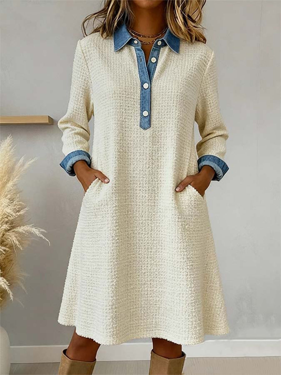 Women's Fashion Simple Patchwork Art Dress gracestitchs
