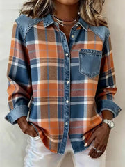Women's Vintage Plaid Pattern Patchwork Shirt gracestitchs