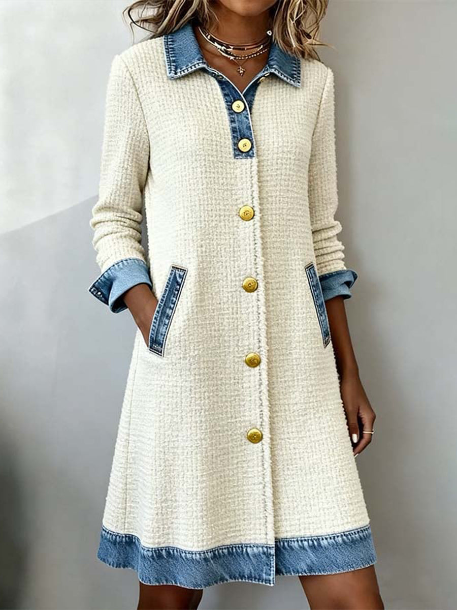 Women's Fashion Patchwork Design Cardigan Dress gracestitchs