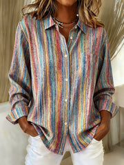 Women's Multicolor Striped Pattern Cozy Shirt gracestitchs