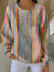 Women's Multicolor Striped Pattern Sweatshirt gracestitchs
