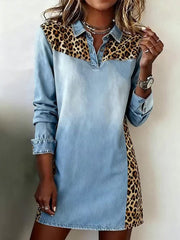 Women's Leopard Pattern Patchwork Art Dress gracestitchs