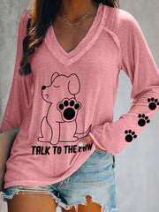 Women's 'Talk to the Paw' V-neck Tops gracestitchs