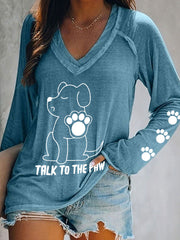 Women's 'Talk to the Paw' V-neck Tops gracestitchs