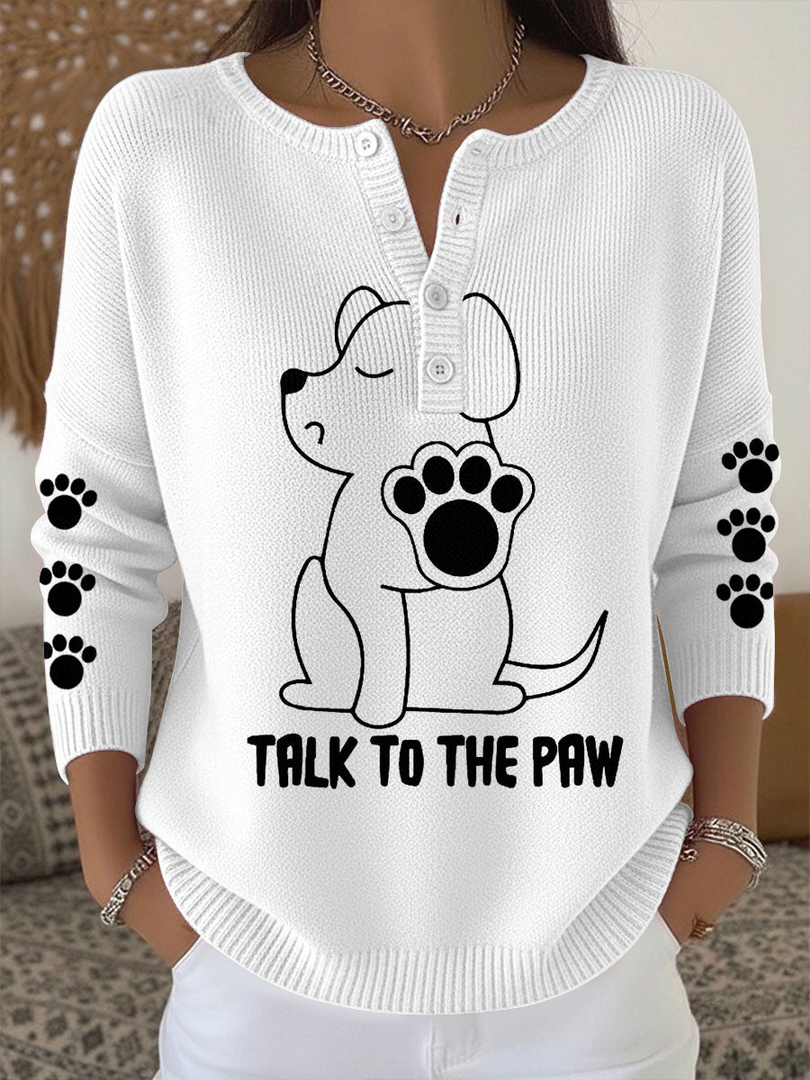 Women's 'Talk to the Paw' Long Sleeve Tops gracestitchs