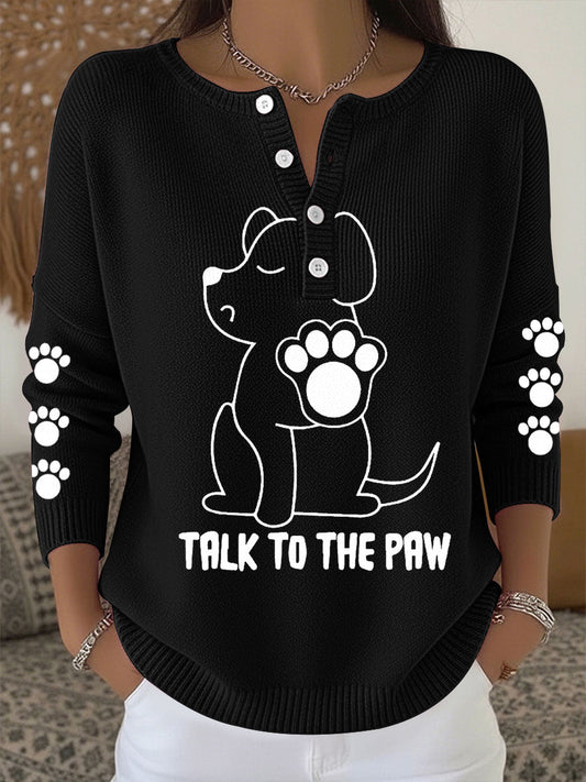 Women's 'Talk to the Paw' Long Sleeve Tops gracestitchs