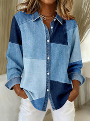 Women's Denim Patchwork Design Shirt gracestitchs
