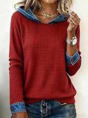 Women's Fashion Denim Patchwork Hoodie gracestitchs