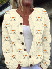 Women's Animal Print Cardigan-Style Knit Jacket