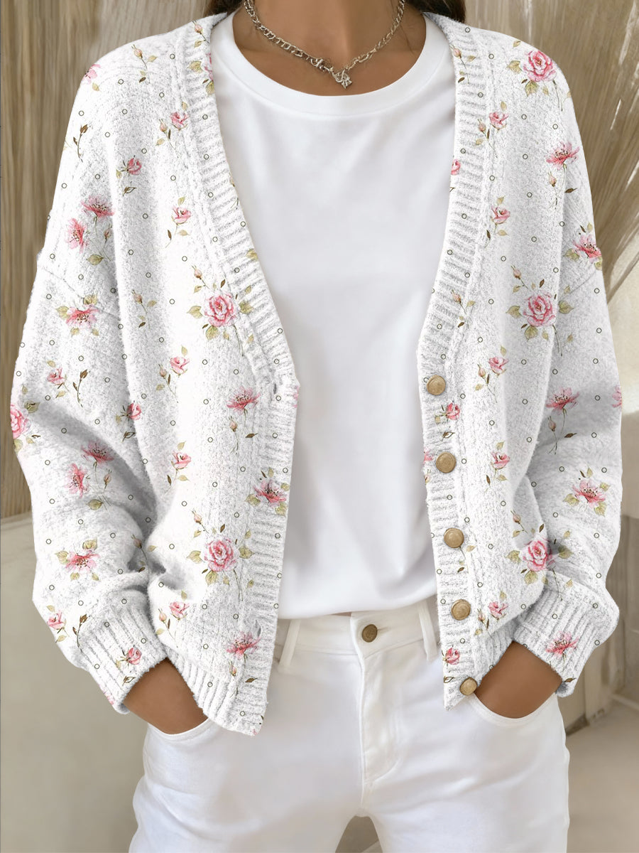 Women's Breast Cancer Pink Print Pocket Cardigan gracestitchs