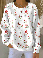 Women's Breast Cancer Pink Flowers Print Casual Sweatshirt gracestitchs