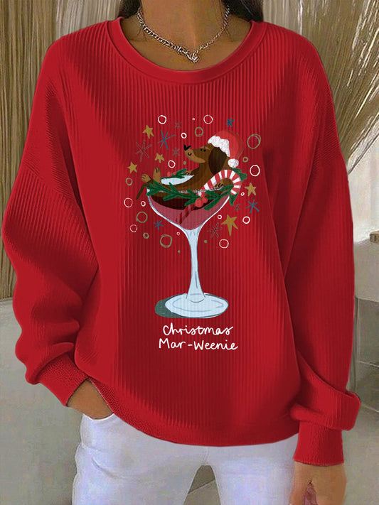 Women's Christmas Dog Print Casual Sweatshirt