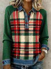 Women's Christmas Plaid Tops gracestitchs