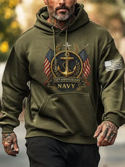 Men's Navy Printed Hoodie