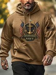 Men's Navy Printed Hoodie