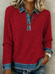 Women's textured denim collar shirt gracestitchs