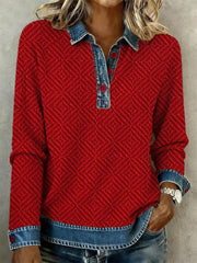 Women's textured denim collar shirt gracestitchs