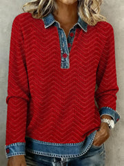 Women's textured denim collar shirt gracestitchs