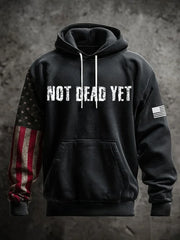 Men's Funny Not Dead Yet Veterans USA Flag Print Casual Hoodie