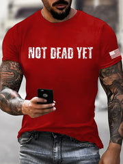 Men's Funny No Dead Yet Veterans USA Flag Print Tee