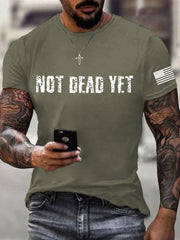 Men's Funny No Dead Yet Veterans USA Flag Print Tee