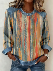 Women's Vintage Striped Printed Sweatshirts gracestitchs