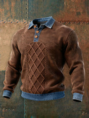 Men's Textured Denim Collar Sweatshirt gracestitchs