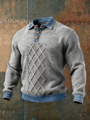 Men's Textured Denim Collar Sweatshirt gracestitchs
