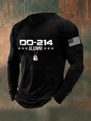 Men's Men's Vintage DD-214 Alumni Veteran Print Casual Long Sleeve T-Shirt