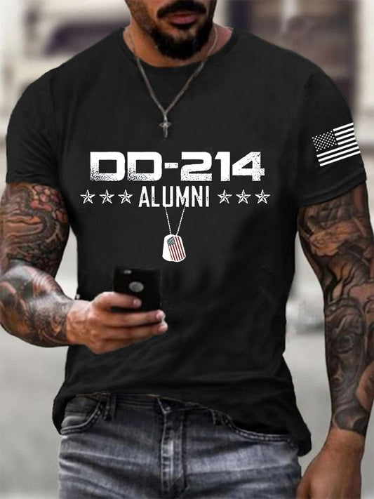 Men's Vintage DD-214 Alumni Veteran Print Casual Tee