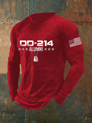Men's Men's Vintage DD-214 Alumni Veteran Print Casual Long Sleeve T-Shirt
