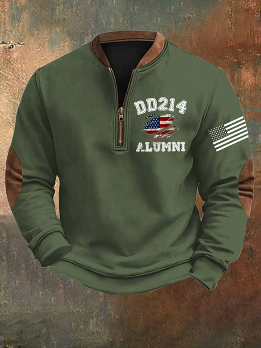 Men's Vintage DD-214 Alumni Veteran Print Casual Sweatshirt