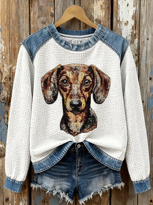 Women's Sausage Dog Waffle Sweatshirts gracestitchs