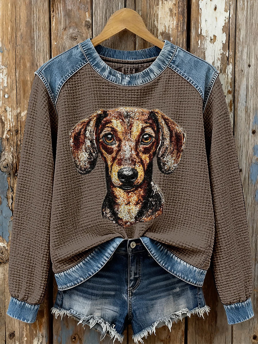 Women's Sausage Dog Waffle Sweatshirts gracestitchs
