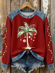 Women's Christmas Palm Tree Print Casual Top