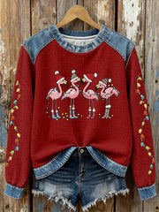 Women's Christmas Flamingo Print Casual Top