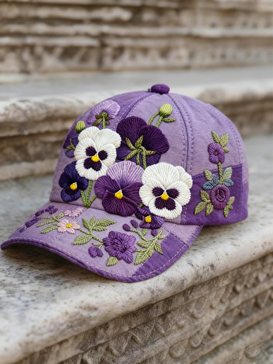 Unisex Casual Purple Gradient Pansy Hat