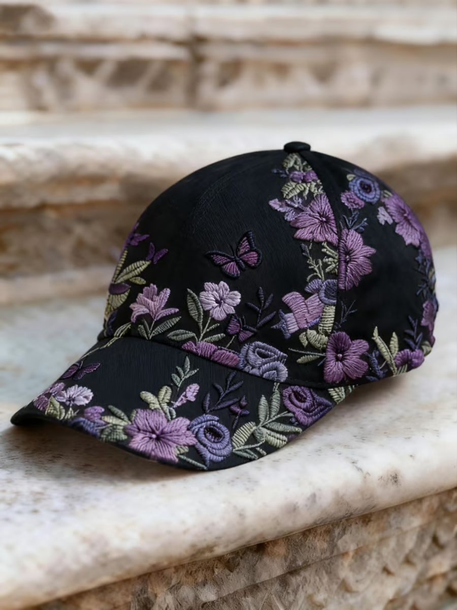 Unisex Retro Bohemian Floral Print Casual Hat gracestitchs