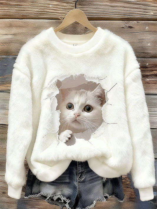 Women's Flannel Cat Sweatshirts
