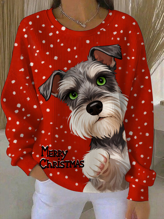 Women's Vintage Christmas Dog Printed Sweatshirt