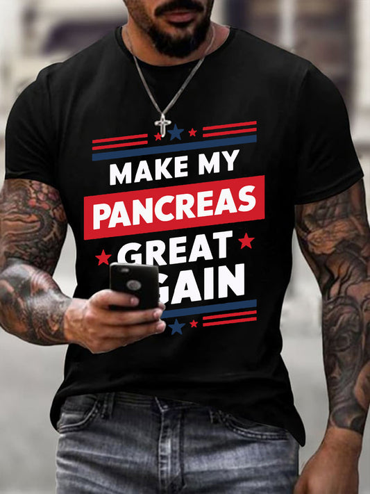Men's Make My Pancreas Great Again Diabetes Awareness Print T-Shirt