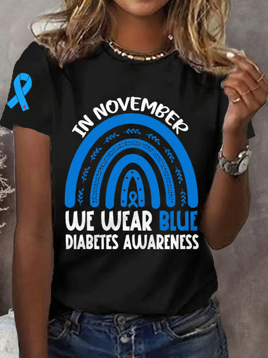 Women's In November We Wear Blue For Diabetes Awareness Warrior Tee