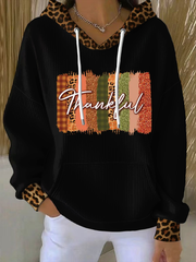 Women's Thankful Leopard Print Hoodie