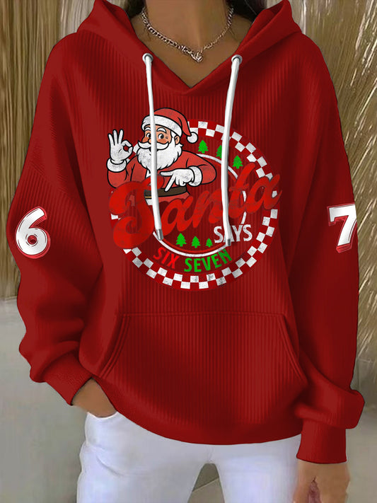 Women's Funny 67 Six Seven Meme Christmas Print Hoodie