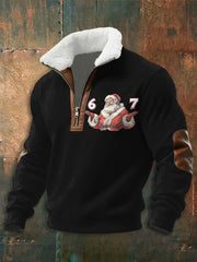 Men's Funny 67 Six Seven Meme Christmas Print baggy zip-up hoodie