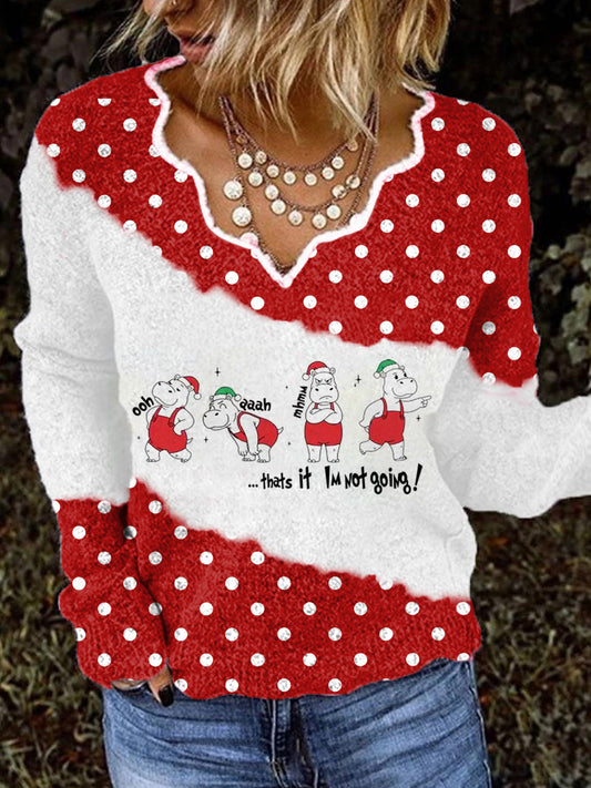 Women's Funny Hippo Holiday That's It I'm Not Going Christmas Top